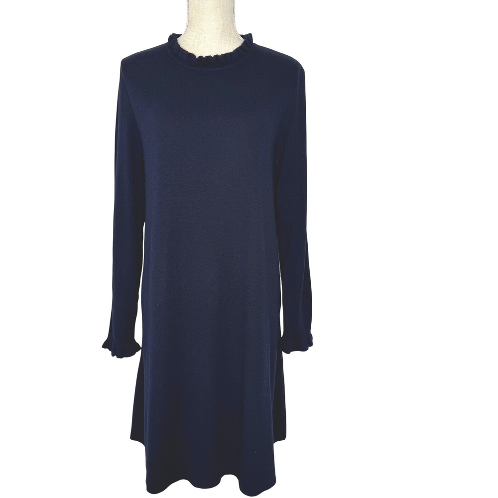Hobbs London wool blend ruffle trim knit dress‎ Size 10